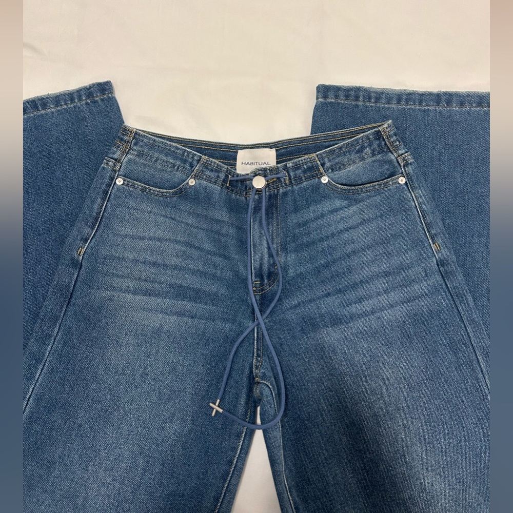 Western Drawstring Wide Leg Jeans by Habitual